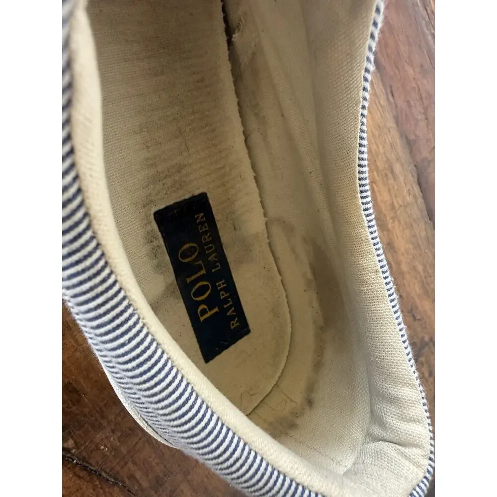 Polo Ralph Lauren Forestmont II Men’s 9D Pinstripe Canvas Low Top Sneakers Navy